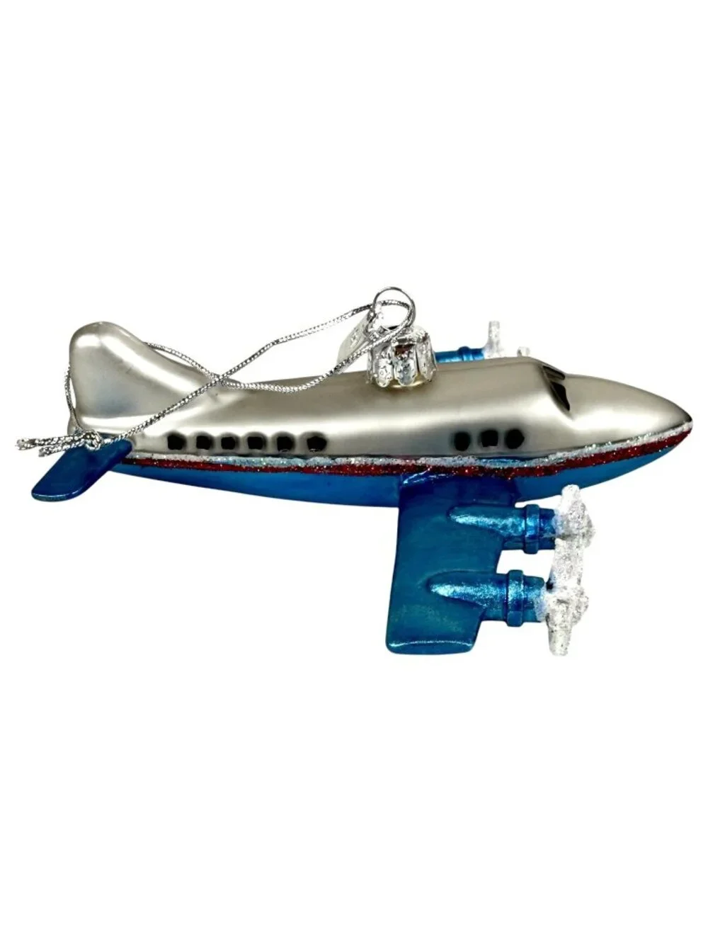 3 Kurt Adler Noble Gems Glass Airplane Christmas Ornaments 4‎ Engine Transport